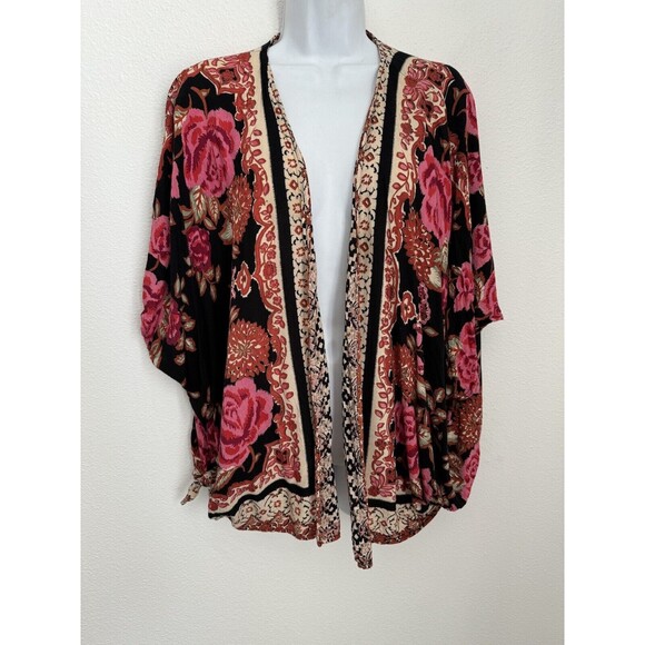 Women’s Kimono Sleeve Open Front Lightweight Cardigan Medium Floral Boho Fest - Picture 1 of 5